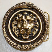 Ременная пряжка Lion Head Snake Border Gold