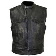 Кожаный жилет Xelement Black Motorcycle Leather Vest