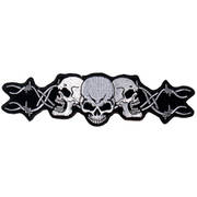  Barbed Wire Skull Trio Patch