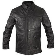 Кожаная рубашка Gun Pocket Black Leather Jacket