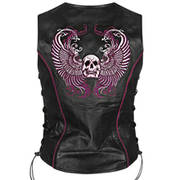 Жилет Women's Purple Winged Skull Leather Vest