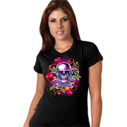 Футболка с изображением черепов Ladies Colorful Tattoo Skull-TM