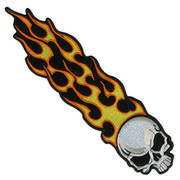 Long Flaming Skull Patch