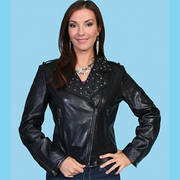 Кожаная мотокуртка Women's Black Lamb Jacket Scully