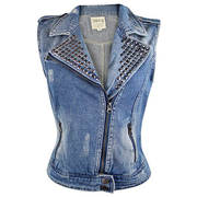 Текстильный жилет Dolled Up Light Blue Denim Vest