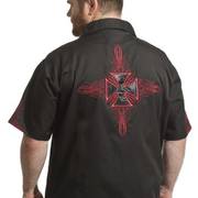  Iron Cross Embroidered Biker Work Shirt