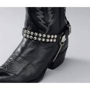 Сбруя на Сапоги Black Leather Boot Chains with Star Studs