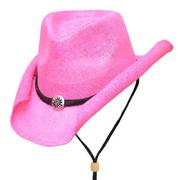 Головной убор Straw Hat - Curled - Hot Pink