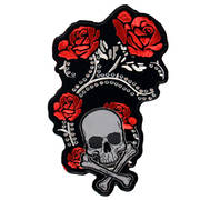  Red Foil Roses & Skull Patch