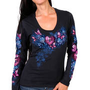 Футболка с длинным рукавом Heart Lock Scoop Neck Ladies Shirt