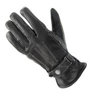  Women's Classic Button Snap Black Leather Motorcycle Gloves