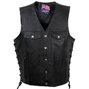  USA Leather Men's Vest with Side Laces