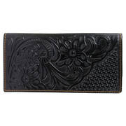  Floral Tooled Leather Rodeo Wallet Black