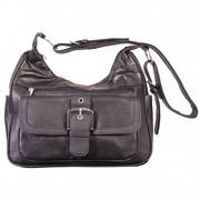 Сумка Black Leather 7 Pocket Purse with 4 Zippers