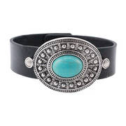 Браслет Black Strap Bracelet w/Turquoise - adjustable
