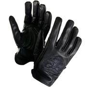 Мотоперчатки Cowhide Leather Gloves with Reflective Skull Embroidery