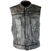 Кожаный жилет 'Crypt' Distressed Gray Leather Premium Cowhide Vest