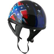  Outlaw T68 Rebel Flag Black Gloossy Skull Cap Half Helmet